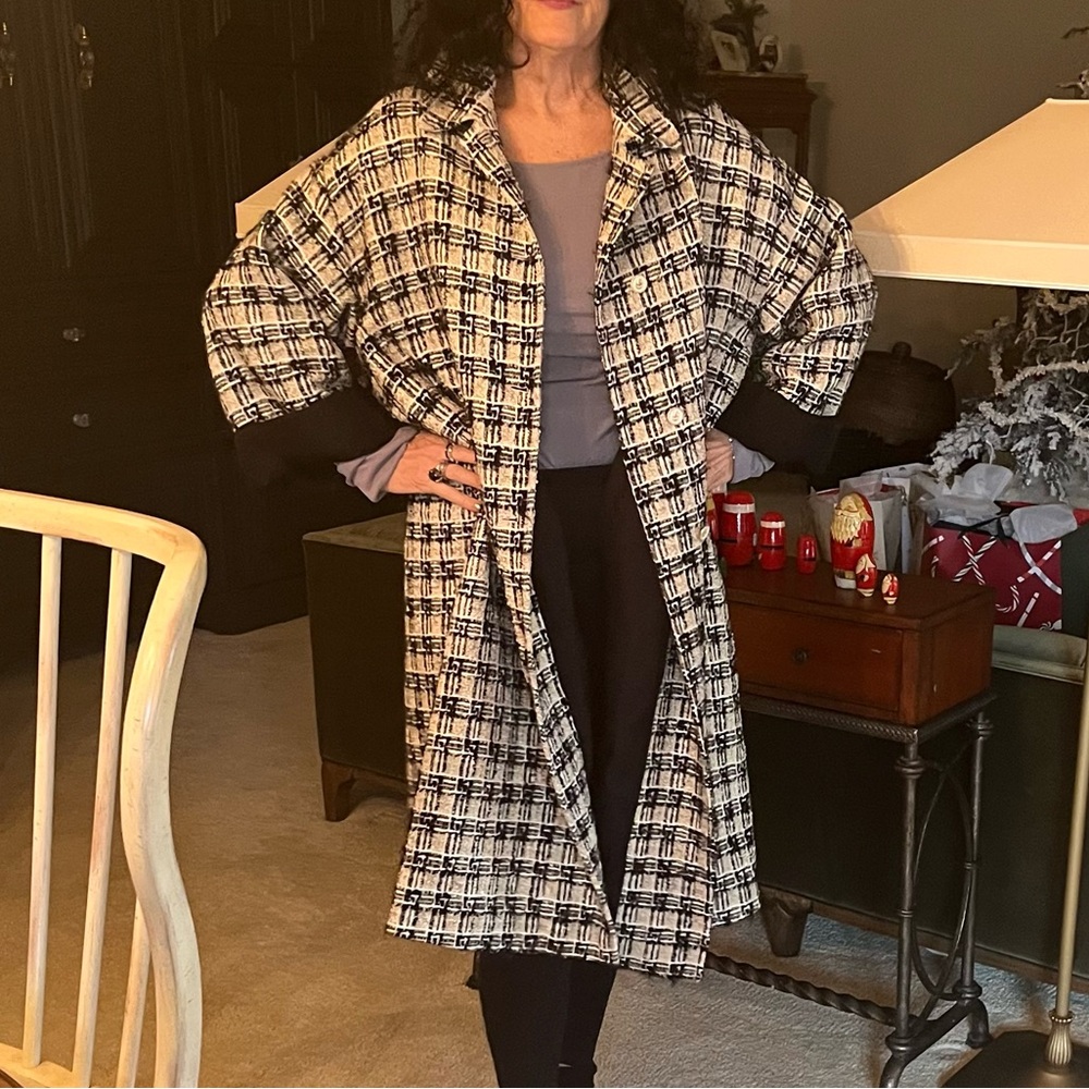 MAKE OFFER Authentic GUCCI Oversized TWEED TRENCH COAT MIDI JACKET G Check